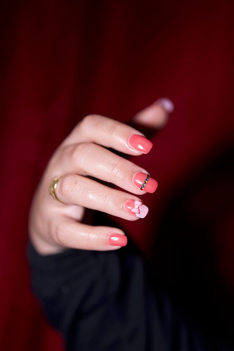 Manicured nails with nail art