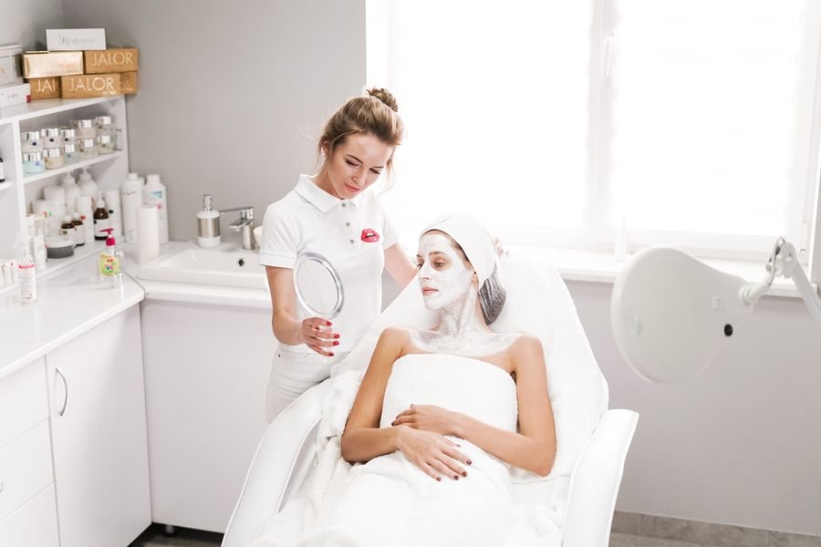 Facial treatment in progress