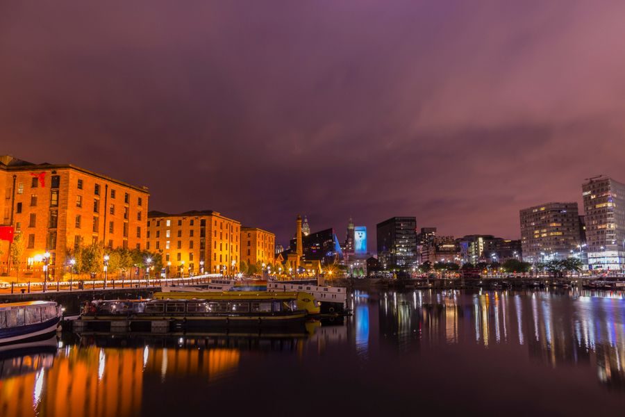 Liverpool waterfront at dusk