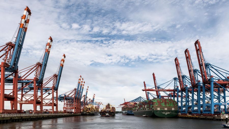 Ship-to-shore cranes at a container terminal
