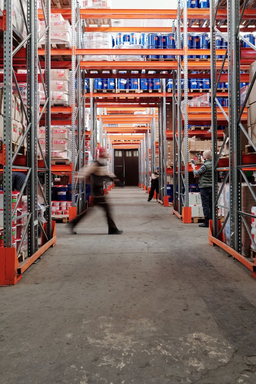 Warehouse aisle with pallet racking