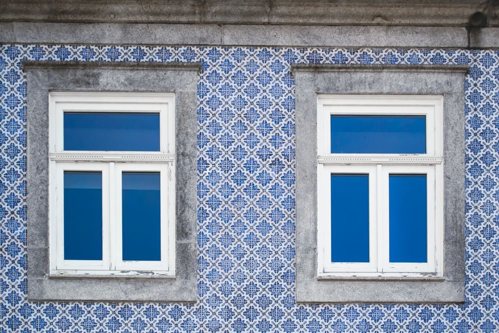 Blue azulejo facade in Porto