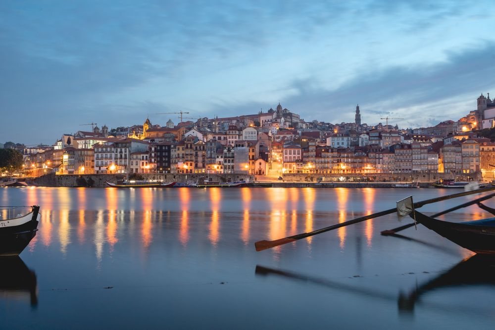 Porto by night from the river